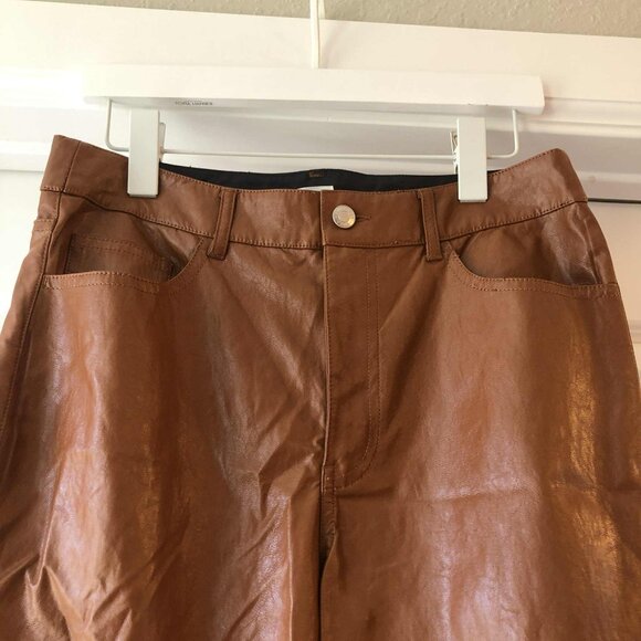 NWT A.L.C. Freddie Faux Leather Pant Boot Cut Cognac 8 MSRP $395 - Picture 4 of 7